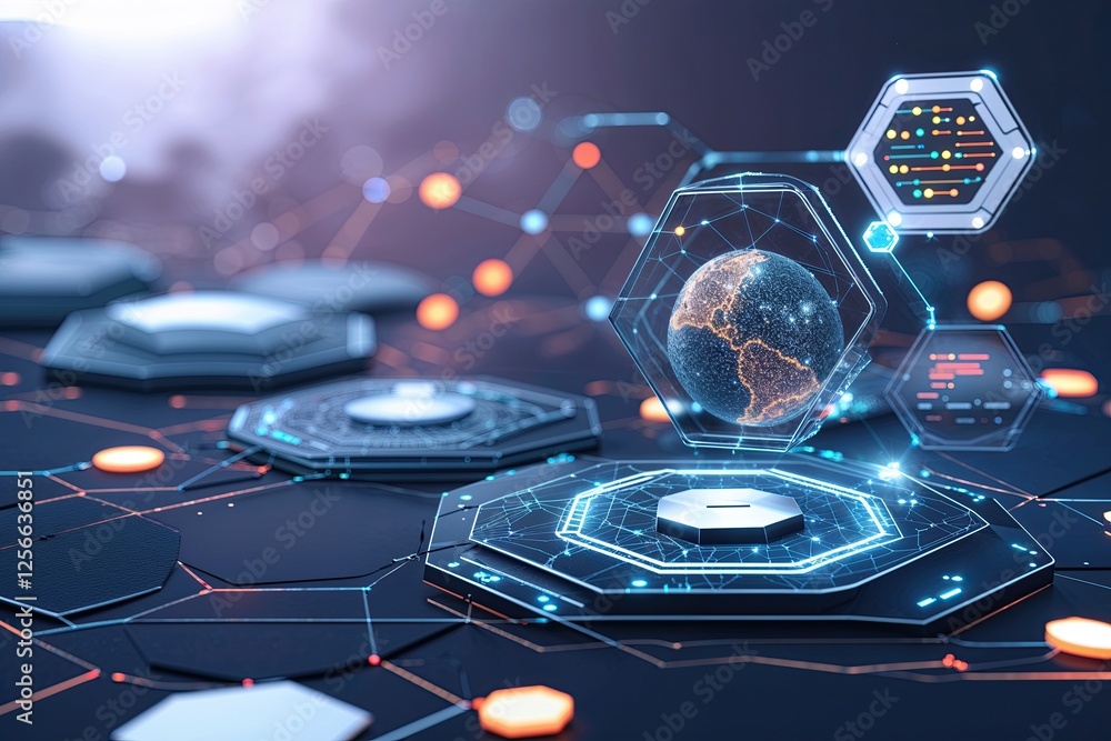 Poster futuristic hexagonal networking for enhanced data insights and connectivity