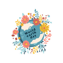 Green planet Earth in flat design on white background. Save the planet, save the earth, save the world. Vector illustration.	
