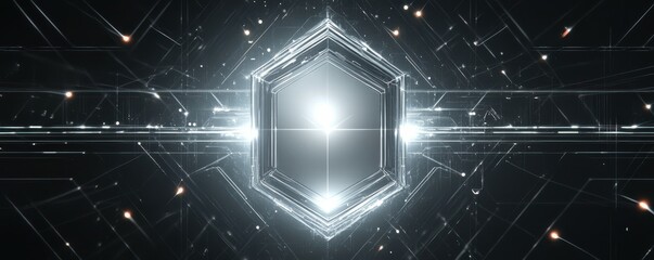Obraz premium Futuristic geometric light burst with hexagonal design and abstract glowing lines