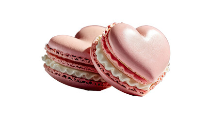 Two heart-shaped cookies adorned with smooth pink icing, ideal for romantic occasions and celebrations. Generative Ai