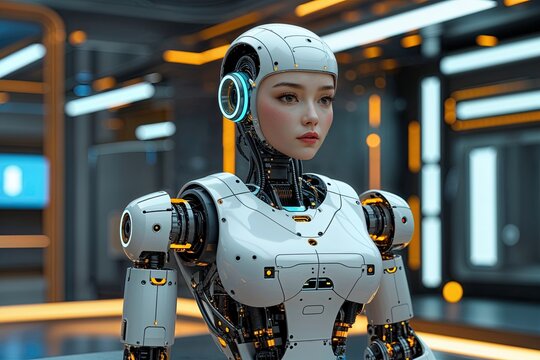 Innovative Female Robot Design for Futuristic Digital Technology and Creativity