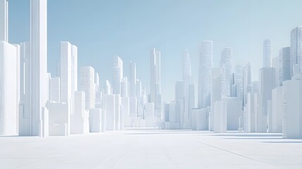 Fototapeta premium A bright white futuristic city under a pale blue sky