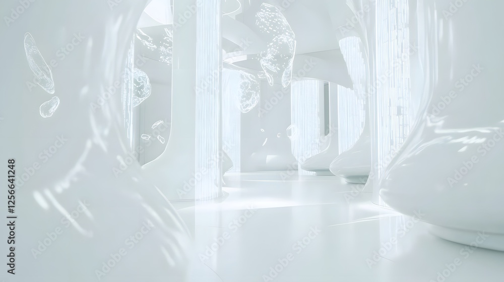 Poster futuristic abstract architecture with reflective surfaces in a sterile environment