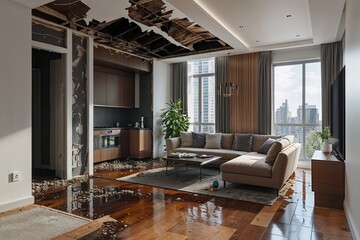 Fototapeta premium Family Apartment Interior Restoration for Damp and Damaged Spaces