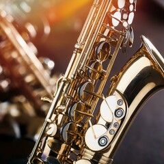 Fototapeta premium saxophone wind instrument, AI generated