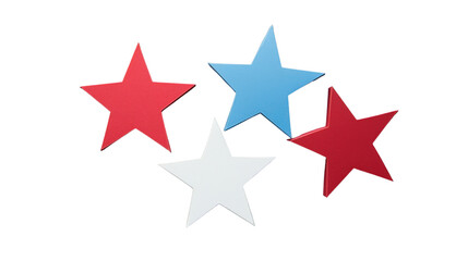 Red, white and blue stars floating on transparent background