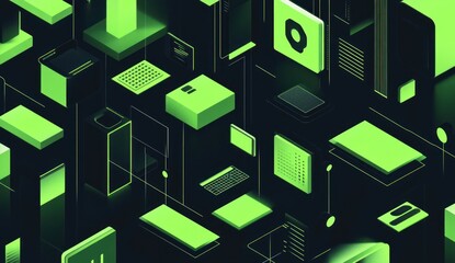 Abstract isometric digital technology background.