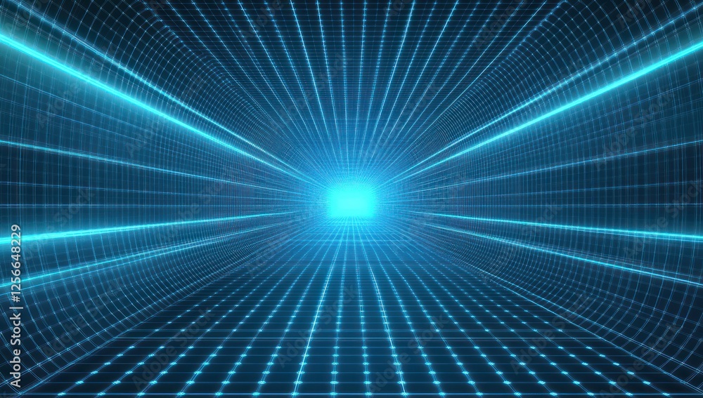 Poster abstract digital tunnel grid light structure