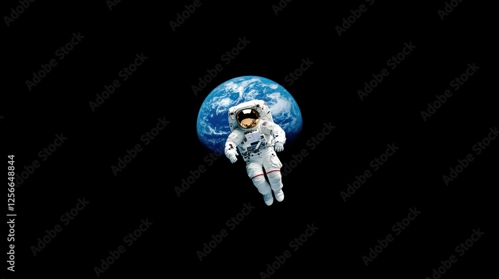 Poster astronaut floating in space with earth in the background