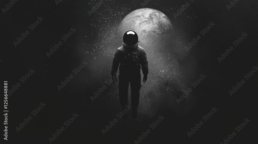 Poster astronaut floating in space with celestial body in background