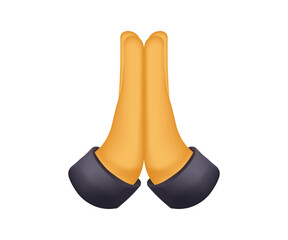 High Five emoticon illustration. Prayer and Respect Icon. Two diverse hands giving high five, well done gesture, job