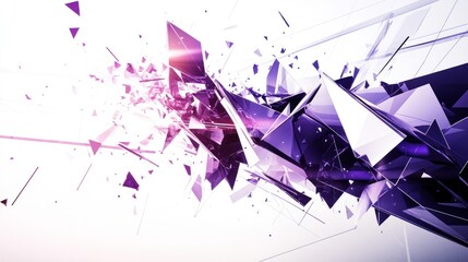Abstract purple and white shattered geometric shapes.