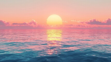 Obraz premium Serene Pink Sunset Over the Ocean