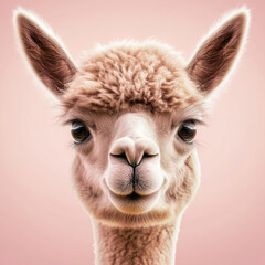 Obraz premium Hyper-realistic pink alpaca on a soft pink background in stunning detail