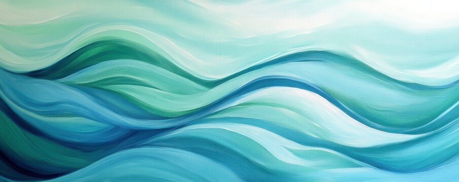 Flowing abstract waves in blue and green tones