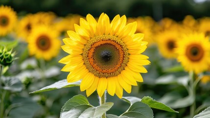 Naklejka premium Sunflower field summer bloom nature background (1)