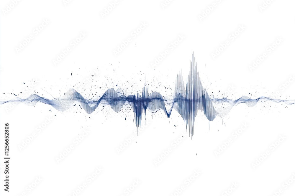 Poster abstract sound wave visualization, digital audio frequency.