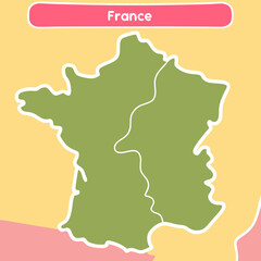 France Map sticker, poster, card, minimalist souvenir gift print design