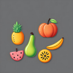 Fruit and Vegetable icons, drawing, symbols, logos