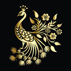 Peacock Crochet Logo | Elegant Floral Ornaments | Black Vector Design | Artistic & Delicate Style.
