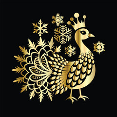 Peacock Crochet Logo | Elegant Floral Ornaments | Black Vector Design | Artistic & Delicate Style.
