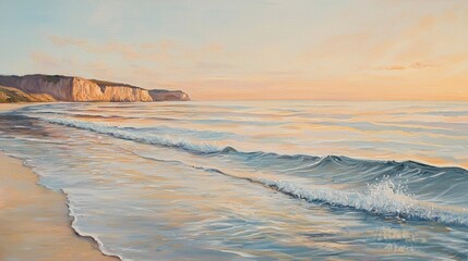 Coastal Sunrise Serenity: A Pastel Seascape Painting