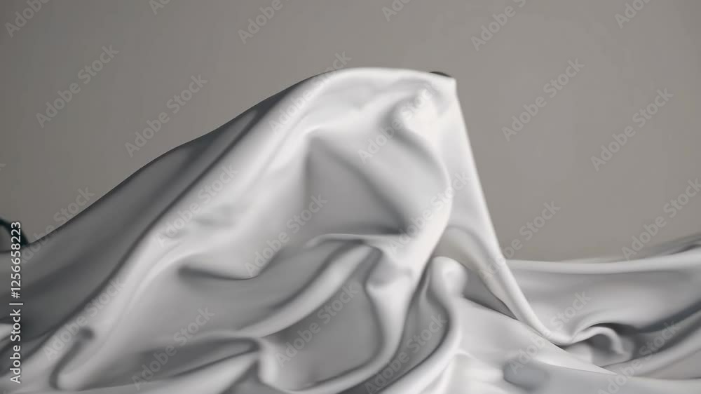 Poster elegant white silk fabric with soft folds creating smooth waves, minimalist luxury texture concept