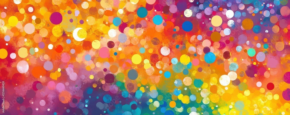 Poster vibrant multicolored abstract artwork with colorful circles and bokeh effect