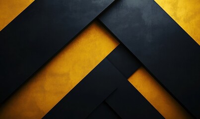 Abstract geometric background with black and gold intersecting stripes.