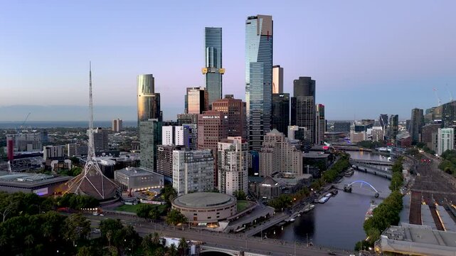 Melbourne CBD at sunrise, Victoria, Australia