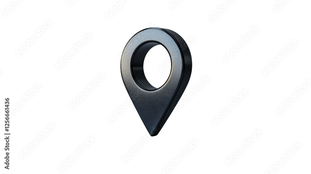 Poster metallic location pin showing accurate global positioning on transparent background