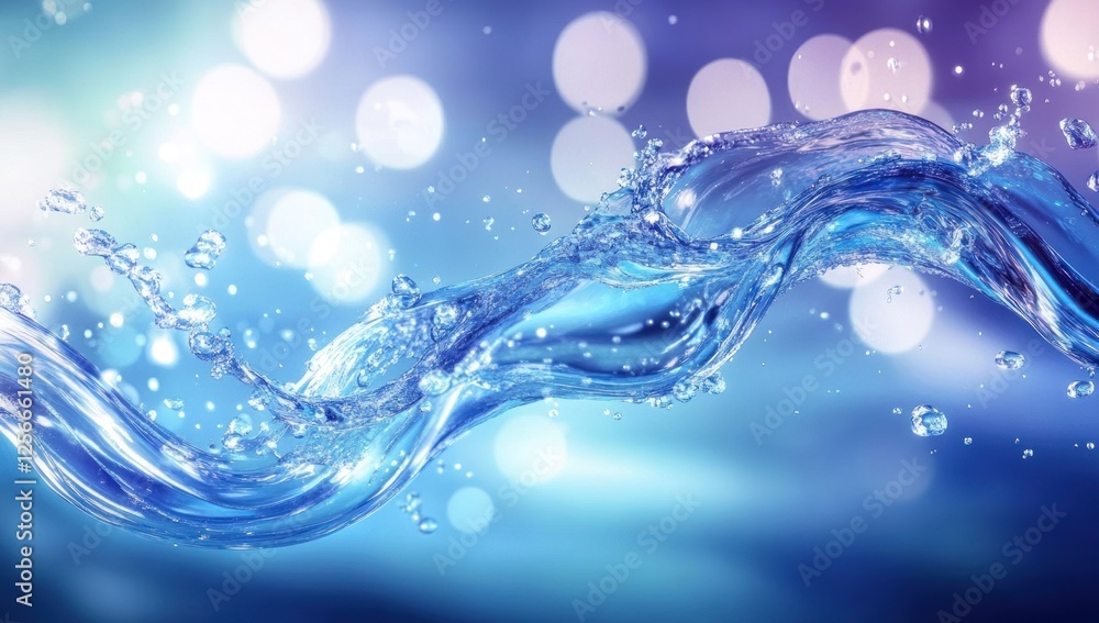 Poster dynamic water splash with bokeh background.