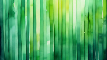 Green Watercolor Stripes Vertical Organic Background Layered Textured Brushstroke Stained Ink Painting 