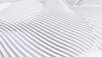 Abstract Curved Shapes. White Circular Background.