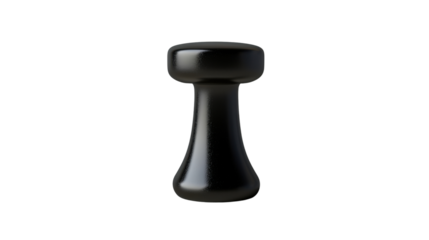 Black pawn chess piece standing on transparent background