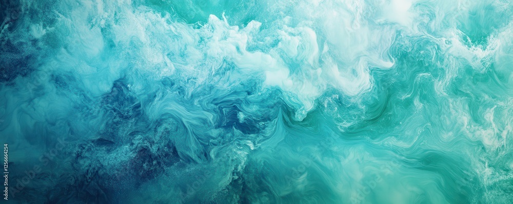 Poster turquoise ocean waves abstract texture with swirling patterns