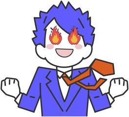 メラメラと目が燃える男性社員