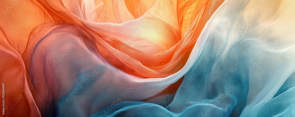 Poster colorful flowing fabric creating abstract artistic patterns