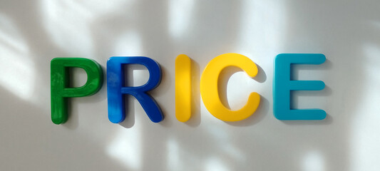 Dynamic price display modern office graphic design bright environment close-up view conceptual marketing impact