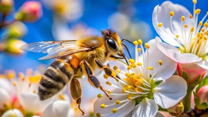 Fototapeta premium Honeybee Pollinating White Flower
