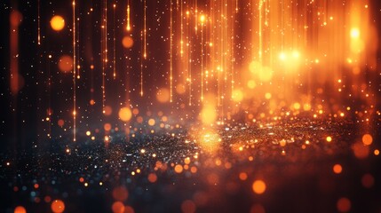 Naklejka premium Abstract glowing particles and light streaks create a magical atmosphere in a dark setting