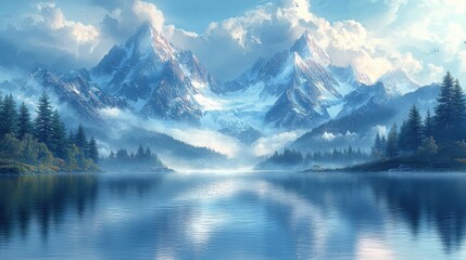 Fototapeta premium Majestic Mountain Lake Serenity