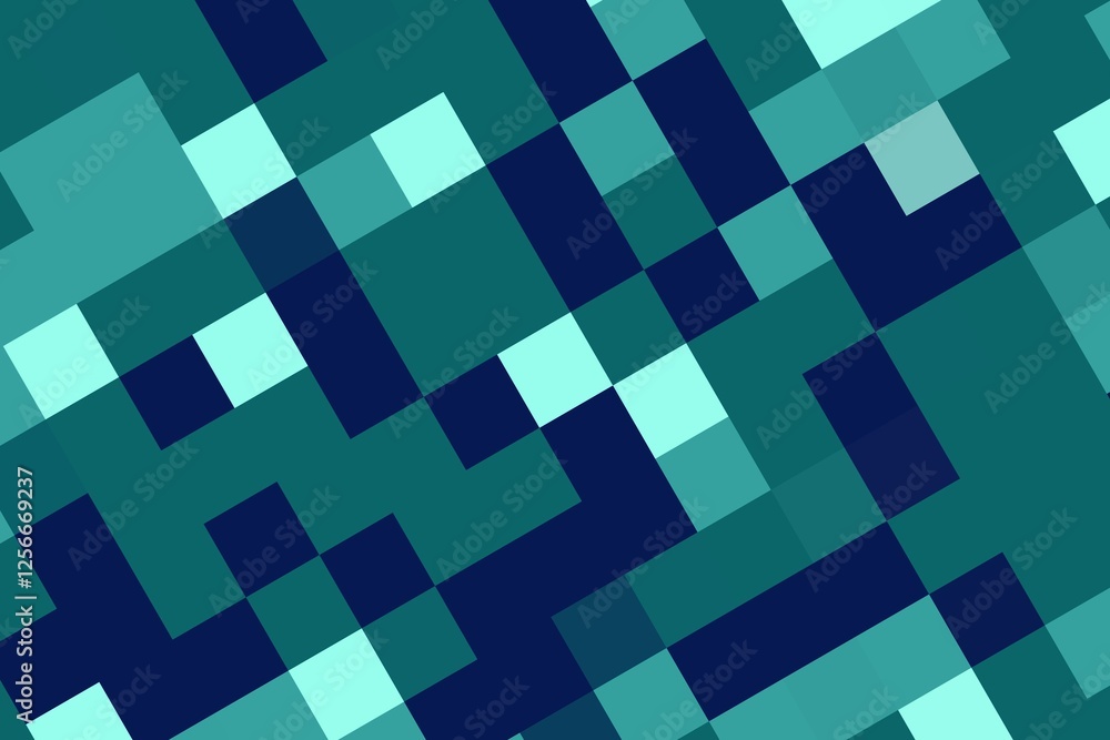 Poster dark teal pixel mosaic with abstract geometric pattern. modern stylish background concept