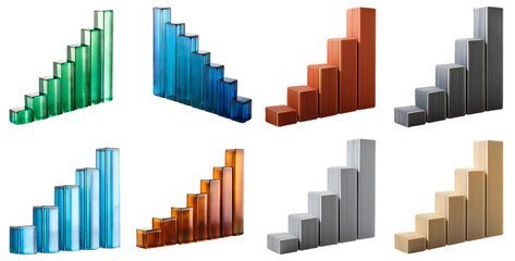 Fototapeta premium Colorful Bar Graphs for Business Growth and Data Visualization, isolated on transparent background