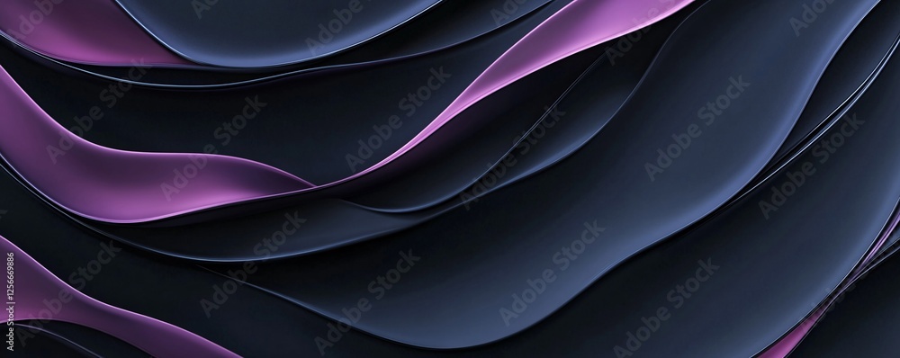 Poster abstract minimalist design with flowing purple and blue waves