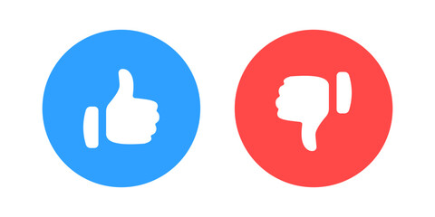 Like icon button. Thumb up and thumb down icon sign, dislike icon button. flat style. Social media notification icons. Vector illustration	