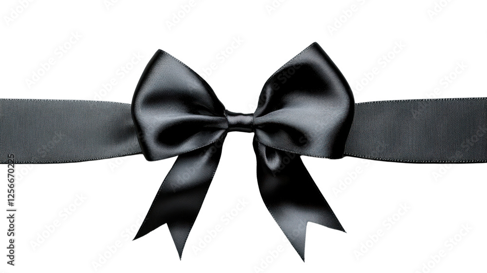 Poster black ribbon with bow isolated on transparent background