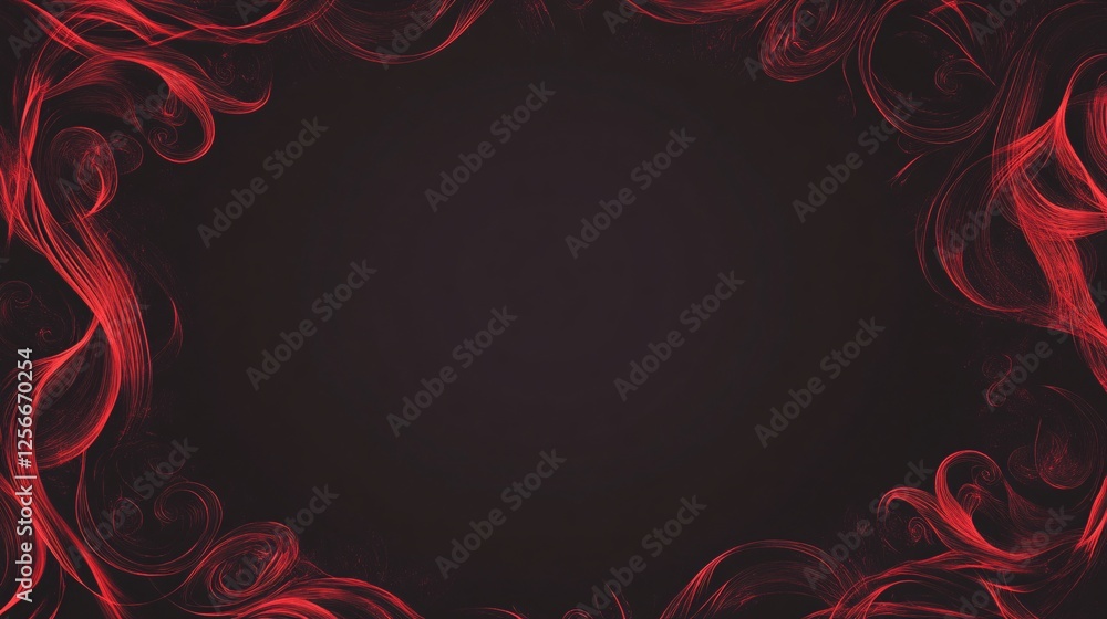 Poster Red smoke creating abstract frame on black background