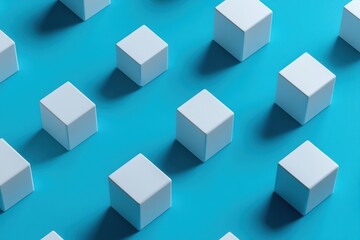 Obraz premium Abstract pattern of white cubes on blue background.