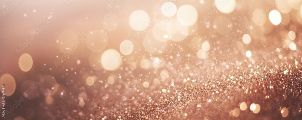 Poster golden bokeh background with sparkling light effects and soft glow